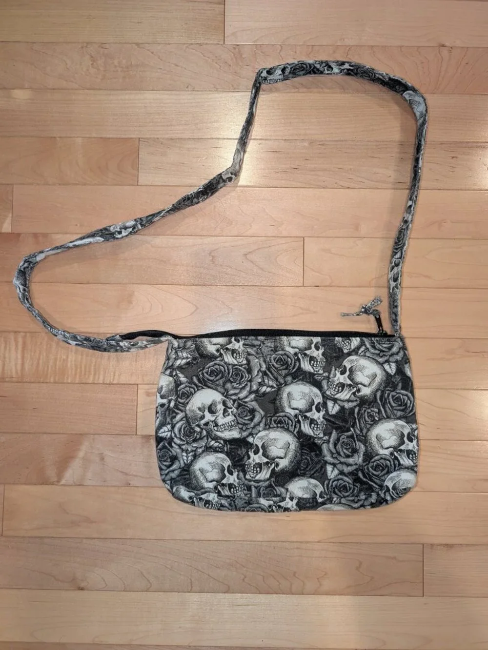 Skulls and Roses Over the Shoulder Handbag.
